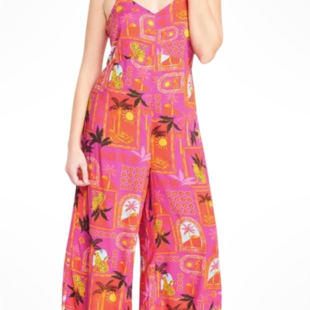 Old Navy Jumpsuit Romper Flowy XS Pink Tropical Leopard
